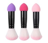 3 Pièces Pinceau à Blush Double Face en Nylon et Aluminium