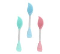3 Pièces Pinceau de Masque Silicone Double Embout pour Visage | Outil de Soin, Effet Massage, Facile à Nettoyer Ranger, pour Maison et Instituts Couleur Aléatoire