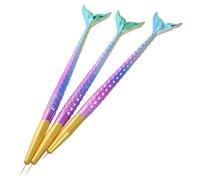 3 Pièces Pinceau Liner Nail Art Sirène, Outil Réutilisable | Poils Nylon et Tube Métal, Design Queue de Sirène Dégradé, pour Manucure Créative, Débutants et Utilisateurs Expérimentés