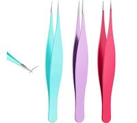 3 Pièces Pinces à Épiler pour Poils Incarnés Dissolvant de Points Noirs Pointus en Acier Inoxydable Pince à Épiler de Précision de Sourcils et Éclats (Rose Rouge, Violet, Bleu)