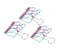 3 Pièces Pinces à Reliure de Bureau en Fer, Clips Longs | École et Bureau, Rangement des Dossiers et Copies, Lot Pratique, Finition Ajourée Colorée