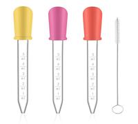 3 Pièces Pipette Dropper, Liquide Droppers, Pipette Plastique 5ml, Liquide Pipettes, Pipette Graduée und 1 Brosse Propre 3 cuentagotas líquidas, cuentagotas transparentes, pipetas de silicona, 5 ml,