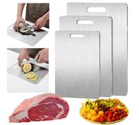 3 Pièces Planche a Decouper en Titane,2MM d’Épaisseur,Double Face Planche de Cuisine pour Viande, Fruits,Fromage et Légumes