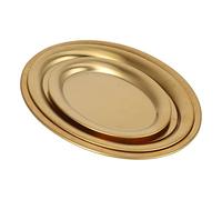 3 Pièces Plateau Ovale en Acier Inoxydable, Plateau de Service en Métal Plateaux à Desserts Aux Fruits Plateaux de Rangement Plateau Décoratif pour Collation Apéritif Biscuit Steak Salade(Or)