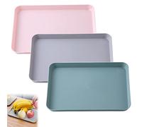3 PièCes Plateau Service Plastique Rectangulaire Plateau Carré De Couleur Unie 3 PièCes Plateau Service Plastique 3 PièCes Rectangle Plateau Pour Cuisine Salle Manger Café 29 X 21 Cm (Rose Gris Vert)