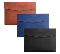 3 pièces Pochette à Documents A4 en Simili Cuir, Fermeture bouton | Rangement Soigné, Accès Rapide aux Papiers, Surface Lisse, pour Bureau t Comptabilité