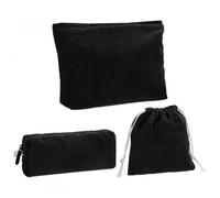 3 Pièces Pochette en Velours Côtelé, Petite Trousse de Maquillage en Tissu, Trousse de Toilette Femme Lot de 3, Trousse de Toilette de Voyage Multifonctionnelle,Sac à Glissière Organiseur (Noir)