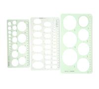3 Pièces Pochoir à Dessiner Géométrique en Plastique Vert | PP Résistant, Outil Portable, Formes Uniformes et Cercles, Cours de Maths, Architecture