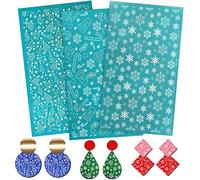 3 Pièces Pochoir de Sérigraphie Auto-Adhésif, 15x9.1cm Pochoir pour Pâte Polymère Sérigraphie Réutilisable Pochoirs pour Argile Polymère, Le Bricolage, Bijouterie, Fabrication de Boucles d'Oreilles