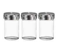 3 Pièces Poivrière en Verre et Acier Inoxydable, Trous Grossiers