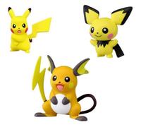 3 Pièces Pokemon Figurine 4.5 Cm Raichu Pikachu Pichu Figurine d'action Poupées Collections A232