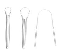 3 Pièces Portable Grattoir à Langue en Acier Inoxydable Nettoyeur de Langue Brosse de Nettoyage Outils de Soins Bucco-dentaires pour L'hygiène Buccale Soulagement de la Mauvaise Haleine