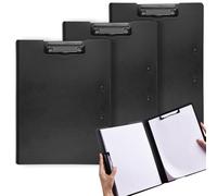 3 Pièces Porte Bloc A4 avec Pince et Rabat, Porte Document A4 Plastique Planchettes à Pince et Porte-formulaires, Clipboard Planches pour L'école, La maison, Le Bureau, Noir(32 cm x 24.5 cm)