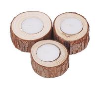 3 Pièces Porte - Bougies Chauffe - Plat en Bois Naturel, Hêtre Durable, Accessoire Décoratif Polyvalent pour Chambre, Bar et Fête - Style Rétro, Élégance Naturelle, Idéal Cadeau