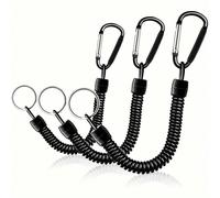 3 pièces Porte-clés à ressort élastique avec test de résistance de 15 lb, mousqueton noir et anneau, bracelets élastiques extensibles de 8,46 à 47,24 pouces, avec fil d'acier intégré 6 pièces/ensemble