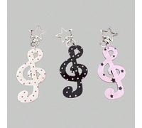 3 pièces Porte-clés aléatoires en forme de note de musique mignonne, Charms de sac Lolita Y2K en acrylique, Clips de sac à dos avec design étoile, pois, rayures et paillettes, accessoires polyvalents