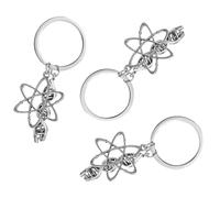 3 Pièces Porte-clés Chimie, Pendentif Scientifique | Présent pour Professeur de Biochimie, Coloris Argenté, Usage Clés de Voiture et Maison, Thème Science