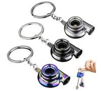 3 Pièces Porte-clés en forme de turbocompresseur, Auto Parts Spinning Turbo Turbocompresseur Keychain Anneau-arc