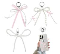 3 Pièces Porte-clés Perles avec Nœud Papillon, Porte-clés Esthétique Y2K, Breloque Chic pour Sac à Main, Clés de Voiture, Portefeuille, Accessoires Cadeau
