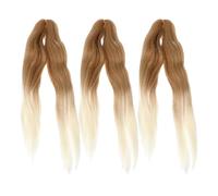 3 Pièces Postiche Tressée Synthétique Pré-étirée | Aspect , Fibre Synthétique Solide, Pose Facile, Style Africain, Couleur Or, pour Femmes et Filles