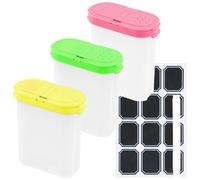 3 PièCes Pot A Epices Avec éTiquettes Et Stylo Pp 250 Ml Bocaux à éPices Double Ouverture Bocaux Rangement Cuisine Pour Sel, Sucre, éPices, Thé, Noix Et CéRéAles, Rouge, Jaune Et Vert