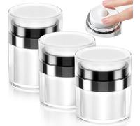 3 Pièces Pot Vide Cosmétiques Sans Air, 30/30/50 ml Distributeur Creme Solaire, Flacon Voyage Accessoires, Flacon Pompe Vide Portable pour Crème, Lotion pour Voyage à Domicile