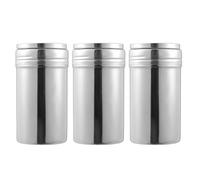 3 Pièces Pots à Épices en Acier Inoxydable, Argenté, Multifonction | Rangement Portable pour Sel et Sucre, Trous de Versement, Usage Grill et Camping, Finition Polie
