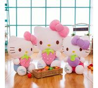 3 pièces Poupée en peluche créative Sanrio dessin animé Fruit hello kitty Strawberry chat, cadeau mignon, décoration maison/voiture Rose 40cm,Rose 30cm,Violet 40cm,Violet 30cmPolyester