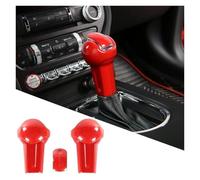 3 Pièces Pour Mustang 2015-2019 En Fiber Carbone Véritable Intérieur Voiture Centrale Pommeau Levier Vitesse Panneau Couverture Autocollant Intérieur Automobile(Red B)