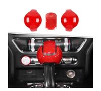 3 Pièces Pour Mustang 2015-2019 En Fiber Carbone Véritable Intérieur Voiture Centrale Pommeau Levier Vitesse Panneau Couverture Autocollant Intérieur Automobile(Red A)
