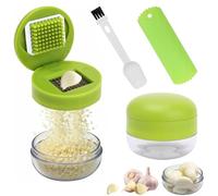 3 Pièces Presse Ail Manuel, Mini Hachoir à Ail, Coupe Ail Rapide, avec Epluche Ail En Silicone et Brosse de Nettoyage, Lames en Acier Inoxydable, Pour Gingembre, Piments, Fruits