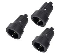 3 Pièces Prise Fiche Femelle Noir en Caoutchouc, Couplage de Contact de Protection avec Manchon de Protection, Prises de Courant Étanches 250 V 16 A sans Câble avec Double Contact de Protection