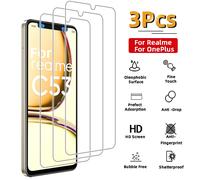 3 pièces Protecteur d'écran en verre trempé ultra-clair, convient pour plusieurs modèles Realme, OnePlus. Résistant aux rayures, anti-empreintes, surface lisse, facile à installer. Cadeau idéal pour l