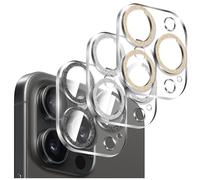 3 Pièces Protecteur D'objectif D'appareil Photo Brillant pour iPhone 15 Pro/iPhone 15 Pro Max, Kucheed Coque en Acrylique Transparent Monobloc Colorée Paillettes Décoration pour Appareil Photo Arrière