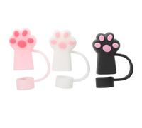 3 Pièces Protège-embouts de Paille 12mm, Motif Patte D’ours | Réutilisable, Style Cartoon, Facile à Fixer, pour Tasses et Tumblers à Paille, Bureau, Pique-niques