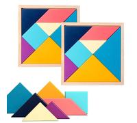 3 Pièces Puzzles en Bois Tangram, Mini Jeu d'association en Bois Tangram Puzzle en Bois Géométrique Coloré avec Boîte de Jeu d'énigmes, Amusantes, Apprentissage du Cerveau, Jouets Éducatifs