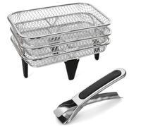 3 pièces Racks pour Friteuse à air Chaud,Air Fryer Rack,Panier Airfryer en Acier Enoxydable,Accessoires de Friteuse à air Comprimé Empilables,Accessoires pour Four,Barbecue