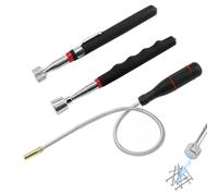 3 Pièces Ramassage Magnétique Flexible,Kit d'Outils Magnétiques Télescopiques,Barre magnétique télescopique,1,5 LB 10 LB 20 LB Aimant Mecanique pour Récupérer Petites Pièces,Clés,Pièces Automobiles