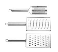 3 Pièces Râpe à Légumes Inox Compacte avec Poignée Antidérapante | Lames Fine Moyenne et Grossière, Micro Zesteur Intégré, pour Citron Concombre Ail Gingembre, la Cuisine Familiale
