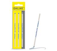 3 pièces recharges de stylo bille multifonction d'Online, D1, largeur de trait M, aussi compatible avec Lamy, Rotring, Cross etc, recharge standard internationale, indélébile, couleur d' encre bleue