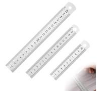 3 Pièces Règle en Acier Inoxydable Règle de Mesure à Échelle Metal Double Face Regle Metallique pour Élève Ingénieur Architecte Professeur,Règle en Acier Inoxydable pour Dessin d'ingénierie