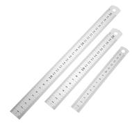 3 Pièces Règle Géométrique Double Face en Acier Argentée | Outil Portable et Robuste, Finition Polie Lisse, pour École, Enseignant, Élève