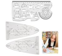 3 Pièces Règles Géométriques Multifonctionnelles, Pochoir Parabolique Règle Cosinus Modèle de Pochoir Géométrique Acrylique Gabarit Parabolique Règle de Dessin Mathématique en Plastique pour Bureau