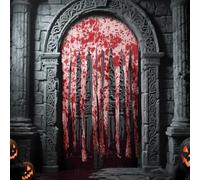 3 Pièces Rideaux de Porte d'Halloween, 1.65 X 1M Rideau de Porte Sanglant d'halloween, Rideau de Porte Effrayant avec Empreintes de Mains Sanglantes pour Hantée de Fête Décoration d'intérieur