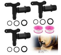 3 Pièces Robinet Recuperateur Eau de Pluie, Noir Robinet Cuve Plastique, 3/4 Pouces Robinet Cuve avec Joint, Boucle Filetée et Bande D'étanchéIté pour Tonneaux de Pluie, Réservoirs d'eau