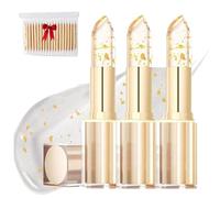 3 pièces Rouge à lèvres changeant de couleur, Rouge à lèvres longue tenue, pH cristal doré, sans transfert, brillant hydratant pour femme