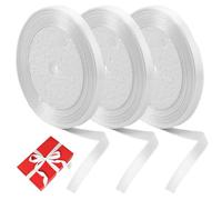3 Pièces Ruban Satin 6mm X 22m Cadeau Couture, Blanc Ruban Satin Roll pour Emballage des Cadeaux, éclat élégant pour Créer des Cartes, Scrapbooks, Accessoire de Décoration et Bricolage
