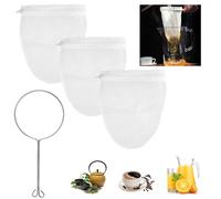 3 Pièces Sac à Lait De Noix, Avec 1 Anneau Enacier Et Fermeture éClair, 25x21cm Blanc Filtre Lait Vegetal RéUtilisable, Pour Cuisine Fromage, Baies, Jus De Fruits, Thé, Yaourt, Café