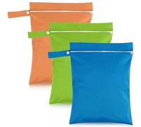 3 Pièces Sac Linge Sale 40x30cm, Sac Linge Sale Voyage Pliable, Imperméables Réutilisables avec Fermeture Éclair et Poignée, pour Vêtements Mouillés/Secs, Plage, Couches Bébé, Gym