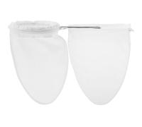3 Pièces Sachet Filtre à Thé au Lait en Coton et Acier Inoxydable | Maille Dense à Double Couche, Poignée Acier et Anneau, Usage Maison ou Salon, Blanc